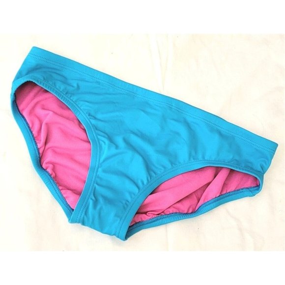 NEW Nike Girls LG 12-13yrs Embroidered Swoosh Aqua Pink Bikini Bottom 110119 - Picture 1 of 2